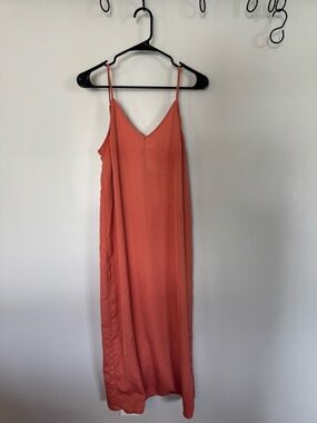 H&M Coral Slip Maxi Dress with V-Neck